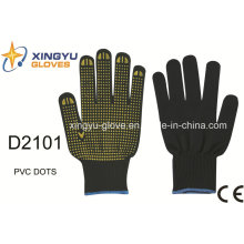 Poliéster Shell PVC Dots guantes de trabajo de seguridad (D2101)